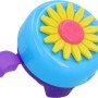 Fischer Fahrradglocke mit blauem Gehäuse und gelb-pinker Blume.