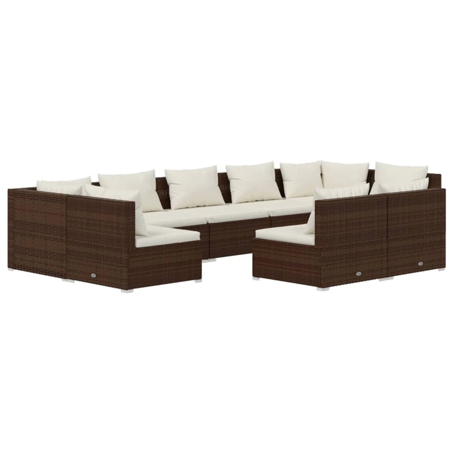 Vidaxl 9-tlg. Garten-lounge-set Mit Kissen Braun Poly Rattan günstig online kaufen