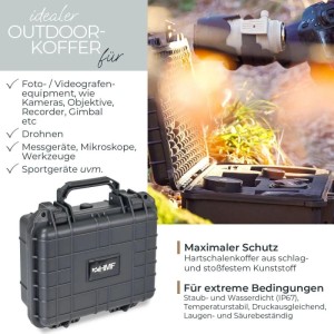 HMF ODK100 Outdoor Foto Kamerakoffer Transportkoffer Rasterschaumstoff 27 x 24 x 13 cm