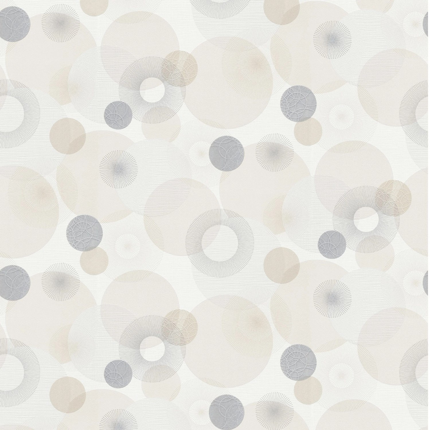 Bricoflor Moderne Tapete mit Kreisen Vlies Mustertapete in Weiß Beige Ideal für Schlafzimmer und Küche Helle Wandtapete mit Bubble Design
