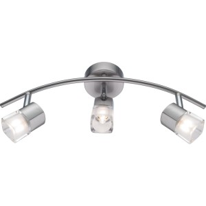OBI 3-er Spot Varo in Nickel-Matt mit drei gefrosteten Glasschirmen.