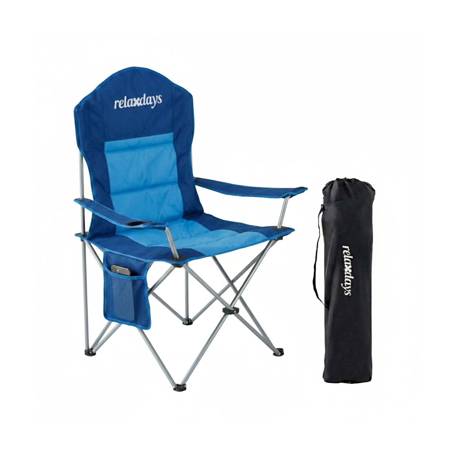 Relaxdays Campingstuhl Stahl Blau Faltbar 108 cm x 86 cm x 61 cm