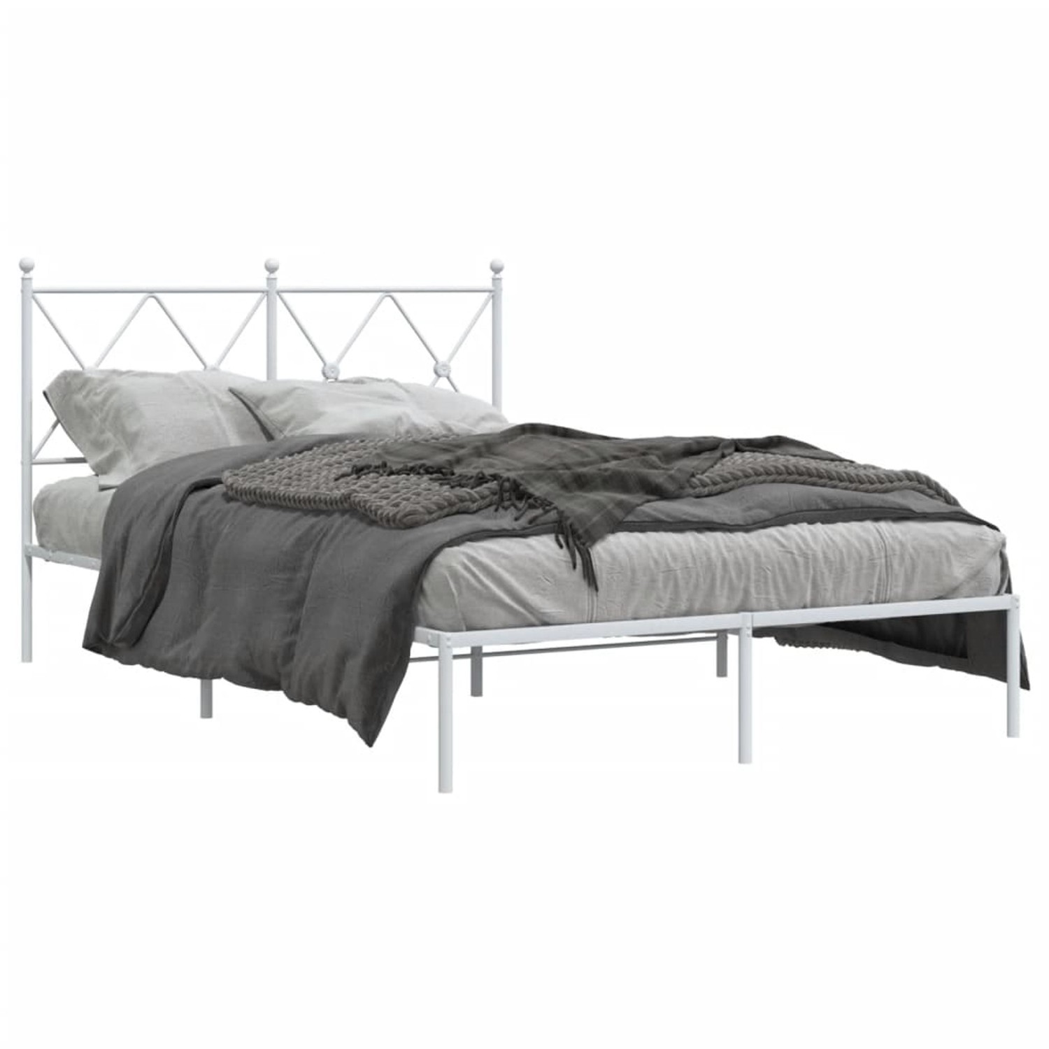 vidaXL Bettgestell mit Kopfteil Metall Weiß 120x190 cm 376548 günstig online kaufen