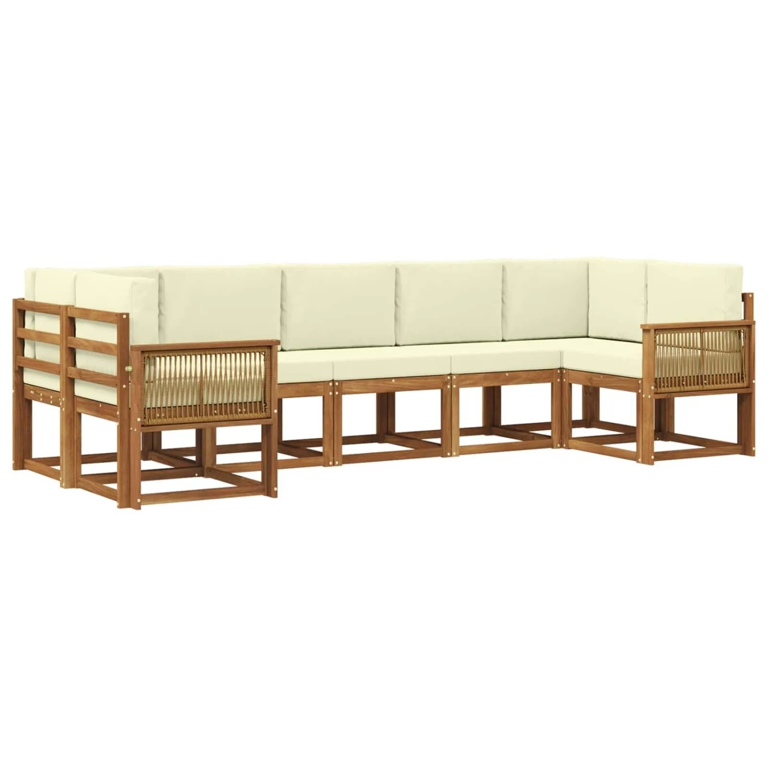 vidaXL Outdoor-Sofagarnitur 7 Stk Natur und Creme Massivholz Akazie 3385516