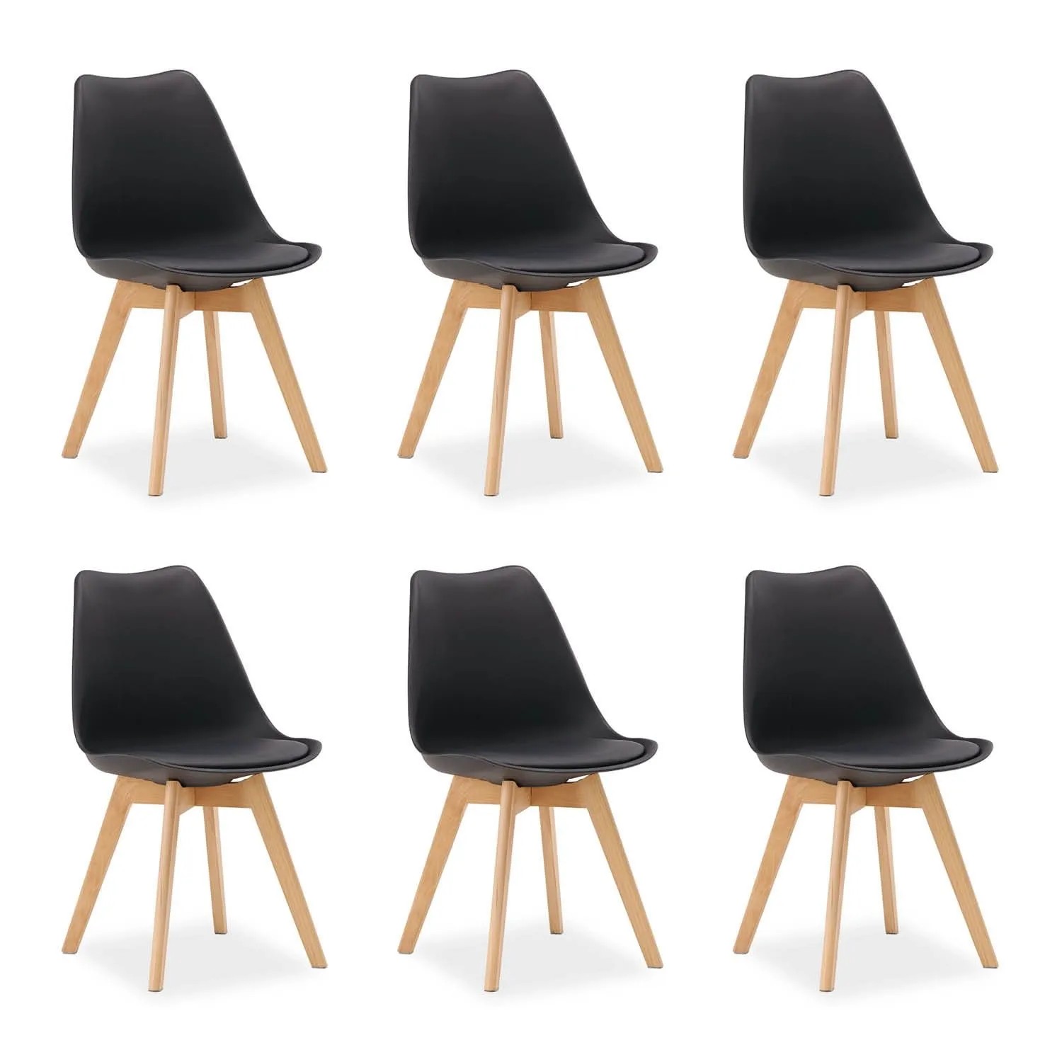 Homestyle4u 6 Küchenstühle in Schwarz 3346