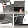 Tectake Auflagenbox Kuusamo, 253 L, Rattangeflecht, Rollen, Griff, Innenverkleidung, Gasdruckfeder.