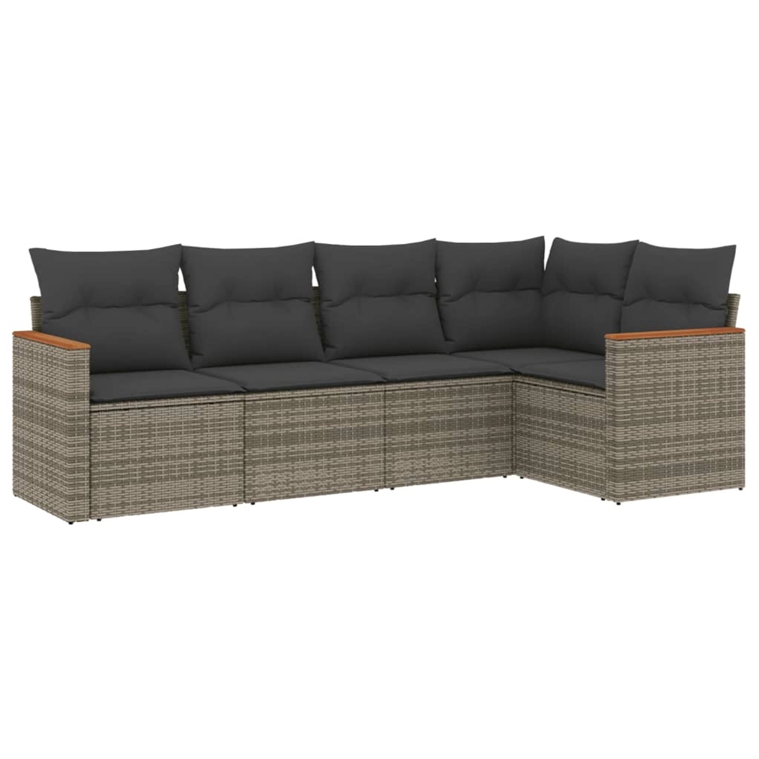 vidaXL 5-Tlg Garten-Sofagarnitur mit Kissen Grau Poly Rattan 3225948 günstig online kaufen