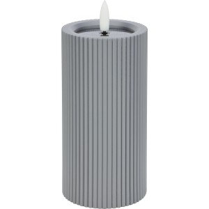 Solar-LED-Dekokerze Ø 7,5 cm x 15 cm Grau