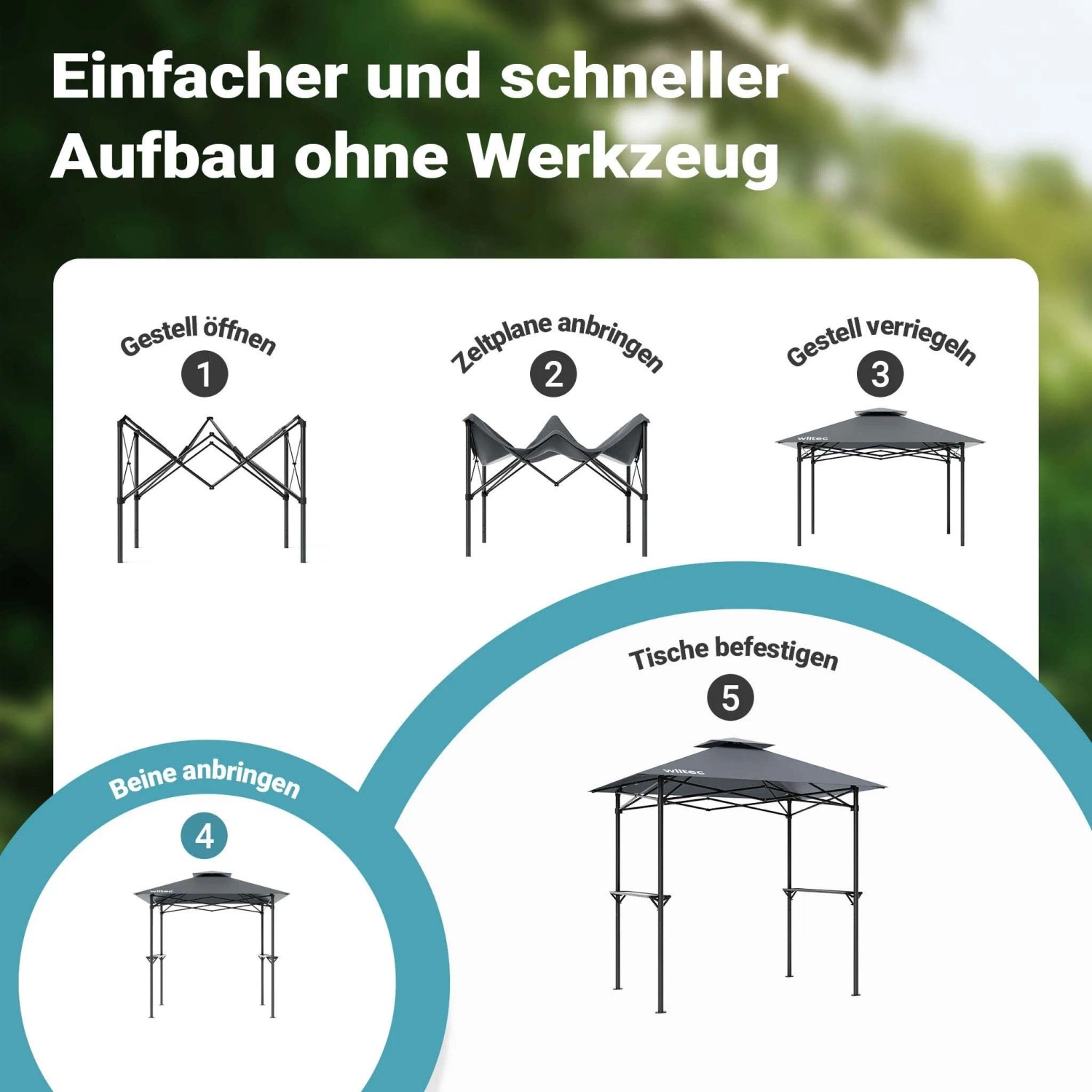 Wiltec Grillpavillon Grau 245X152X242Cm Bbq Pavillon Grillüberdachung Grillzelt_3