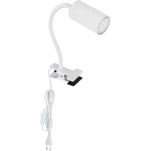 Weiße Globo Klemmleuchte Robby mit Flexarm, ideal als flexible Lichtquelle.