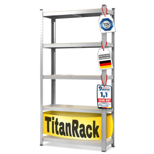 Verzinktes KARAT Schwerlastregal, 200x120x60 cm, mit 5 Böden und hoher Traglast. Ideal für Lager und Werkstatt.