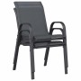 Graues 3-teiliges vidaXL Garten Bistro Set aus Stahl, bestehend aus Tisch und zwei Stühlen.