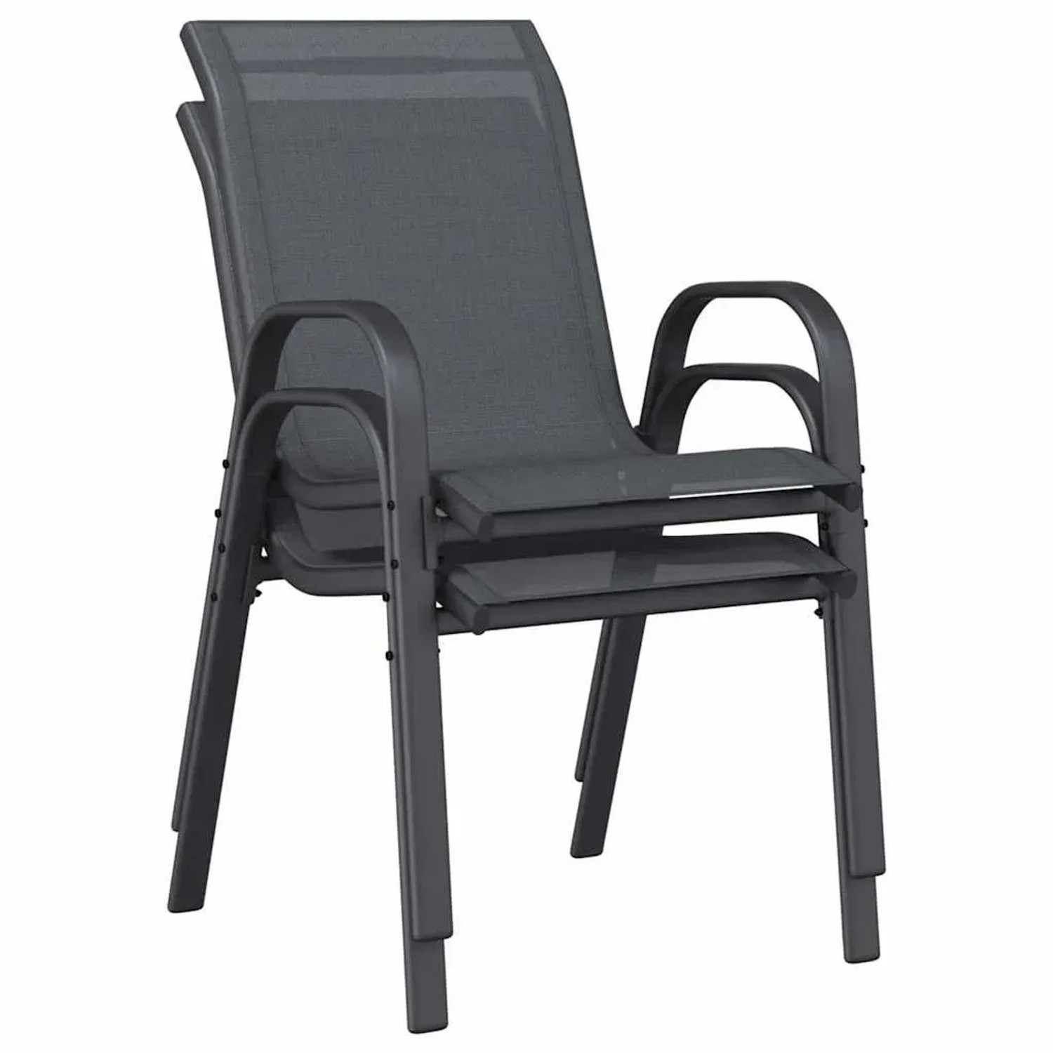 Graues 3-teiliges vidaXL Garten Bistro Set aus Stahl, bestehend aus Tisch und zwei Stühlen.