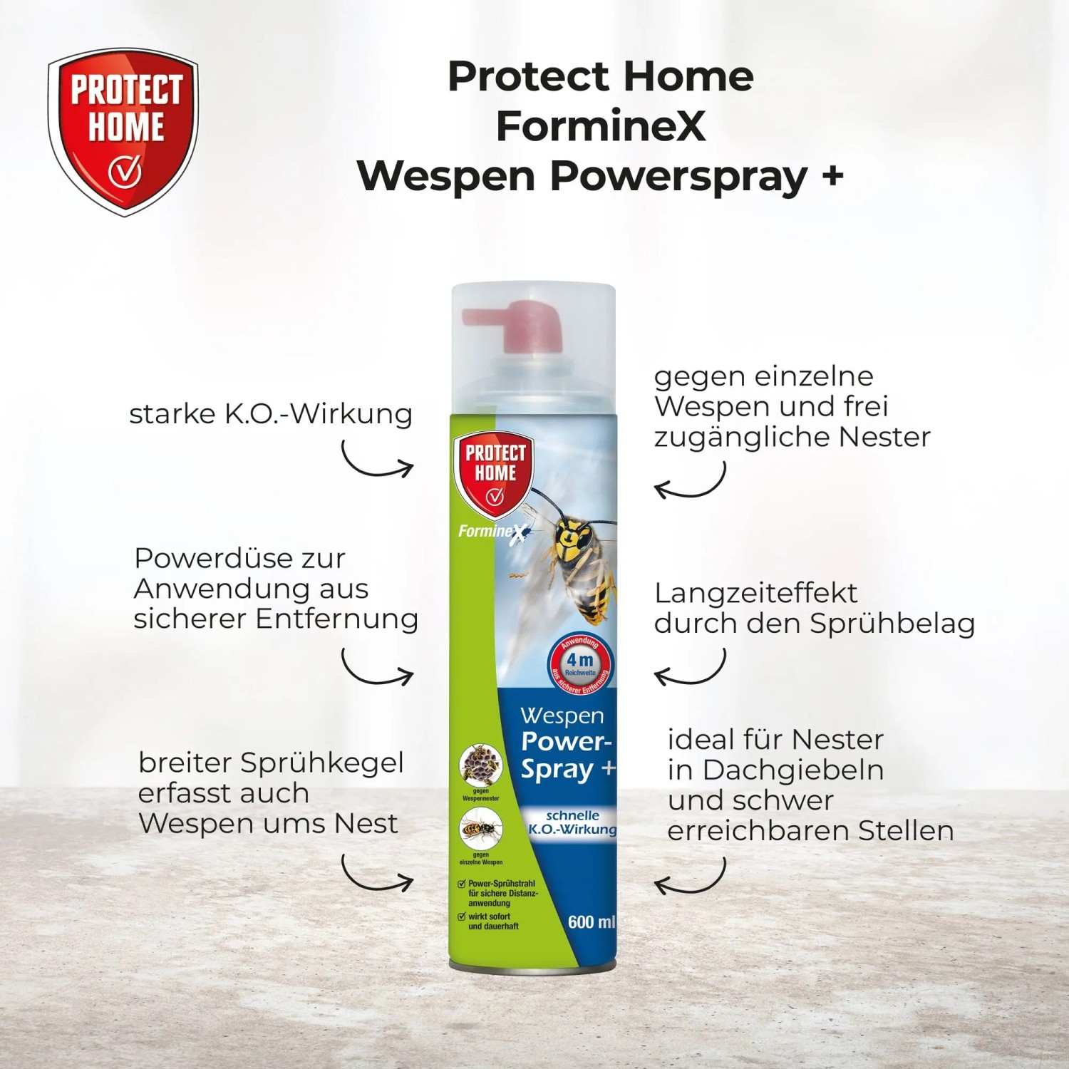 Protect Home FormineX Wespenspray 600ml zur Wespenbekämpfung und Nestbehandlung.