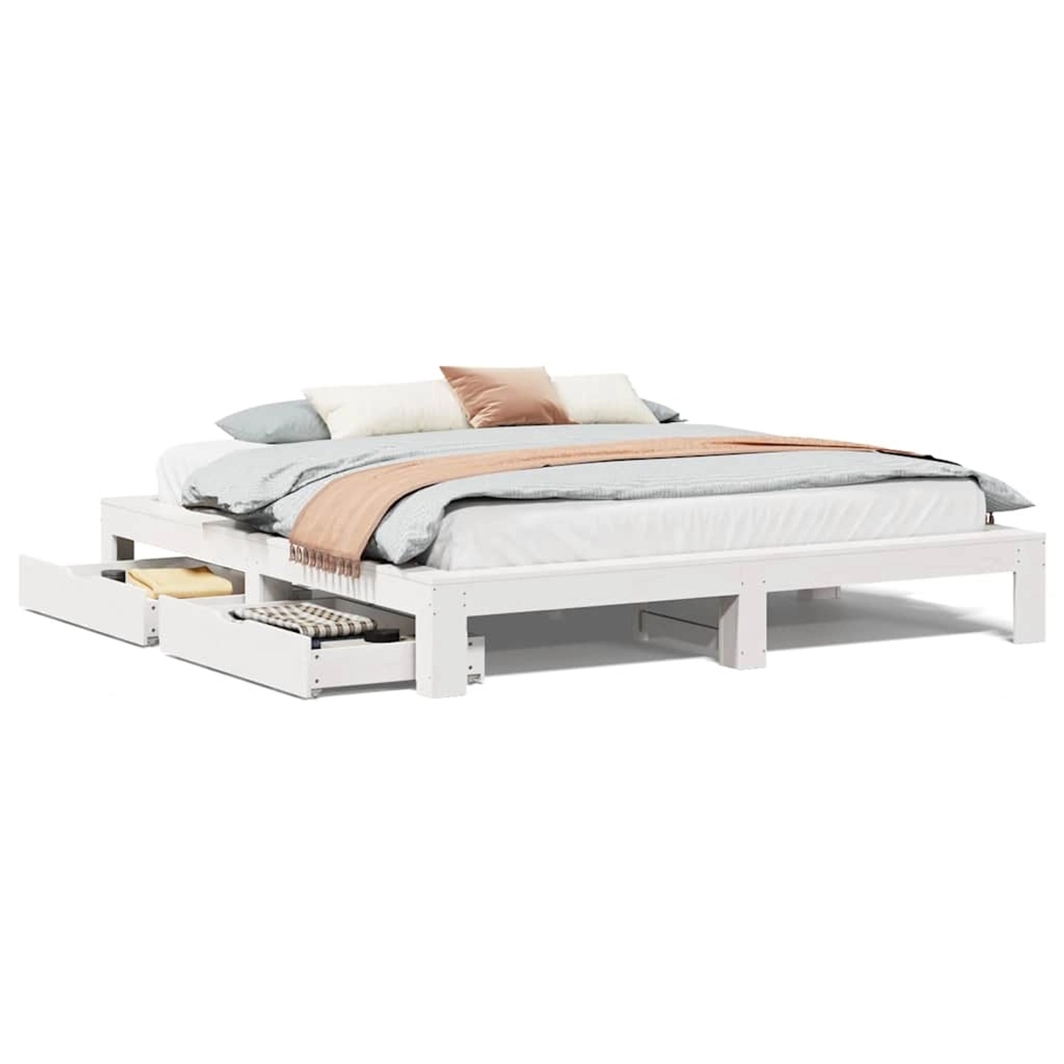 vidaXL Massivholzbett ohne Matratze Weiß 180x200 cm Kiefernholz 3308991 günstig online kaufen