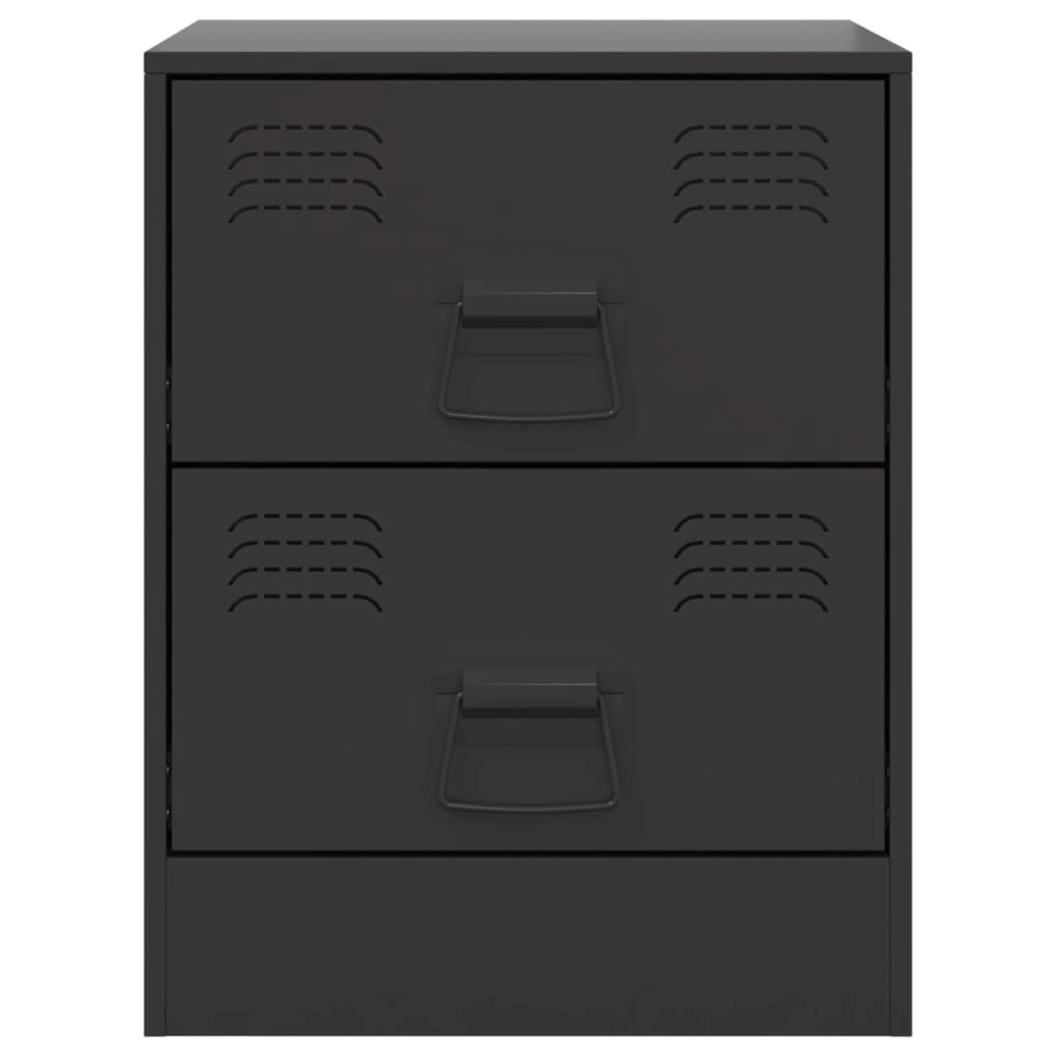 Schwarze vidaXL Nachttische (2 Stk.) aus Stahl, 34,5x39x44 cm, Modell 2.