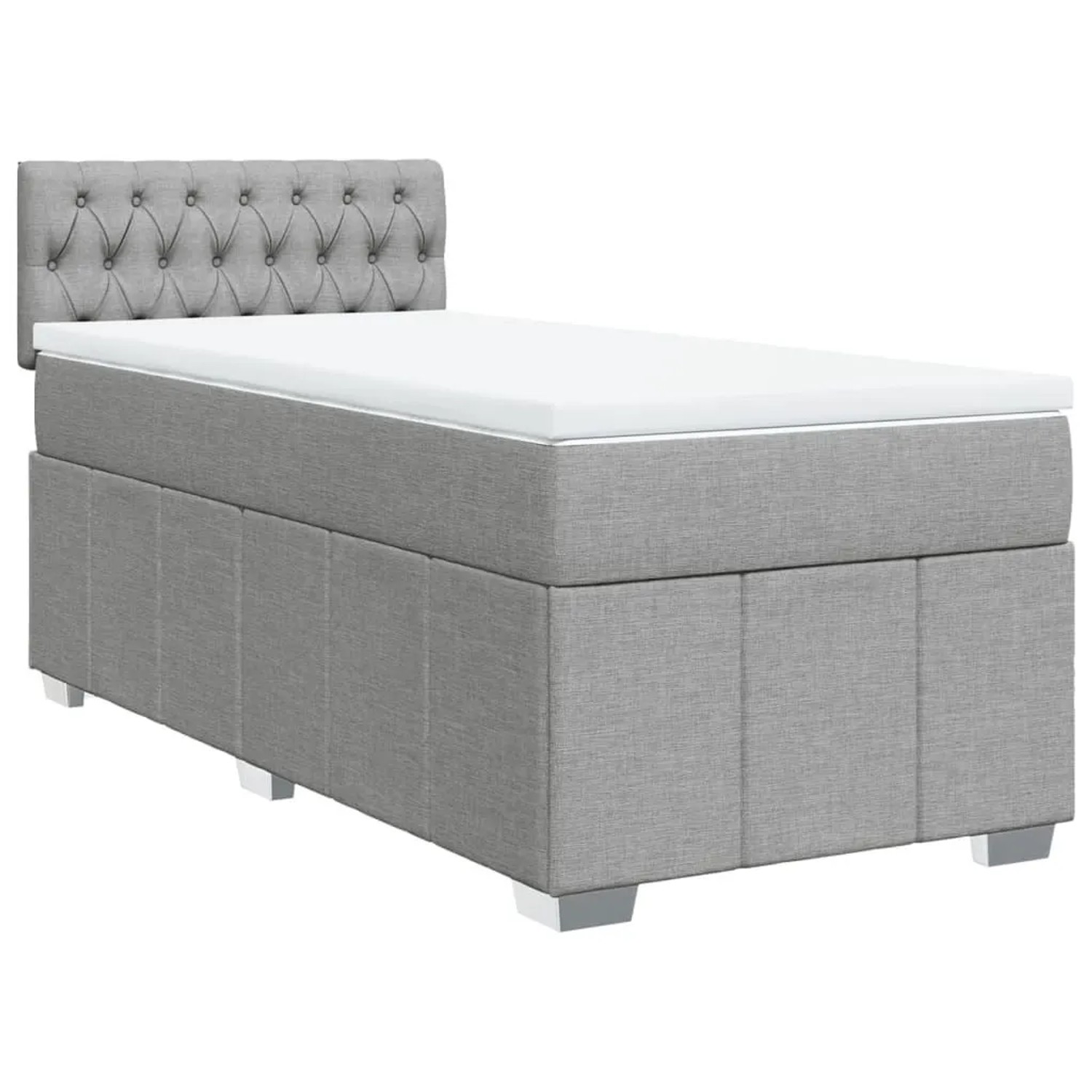 vidaXL Boxspringbett mit Matratze Hellgrau 100x200 cm Stoff 3286986