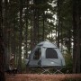 Graues SoBuy Feldbett mit Zelt und Luftmatratze für 2 Personen, erhöht im Wald. Ideal für Camping & Outdoor.