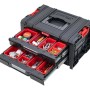 Schwarzer PROREGAL QBRICK Werkzeugkasten Pro Toolbox mit 3 Schubladen und Werkzeug.