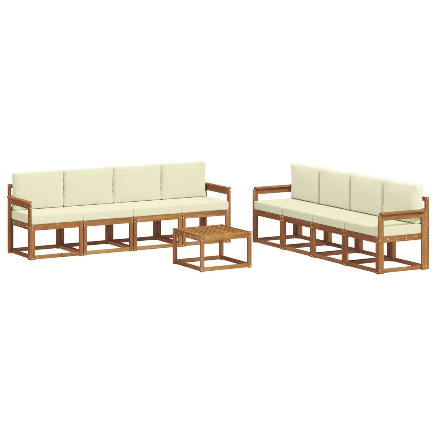 vidaXL Outdoor-Sofagarnitur 9 Stk Natur und Creme Massivholz Akazie 3366173