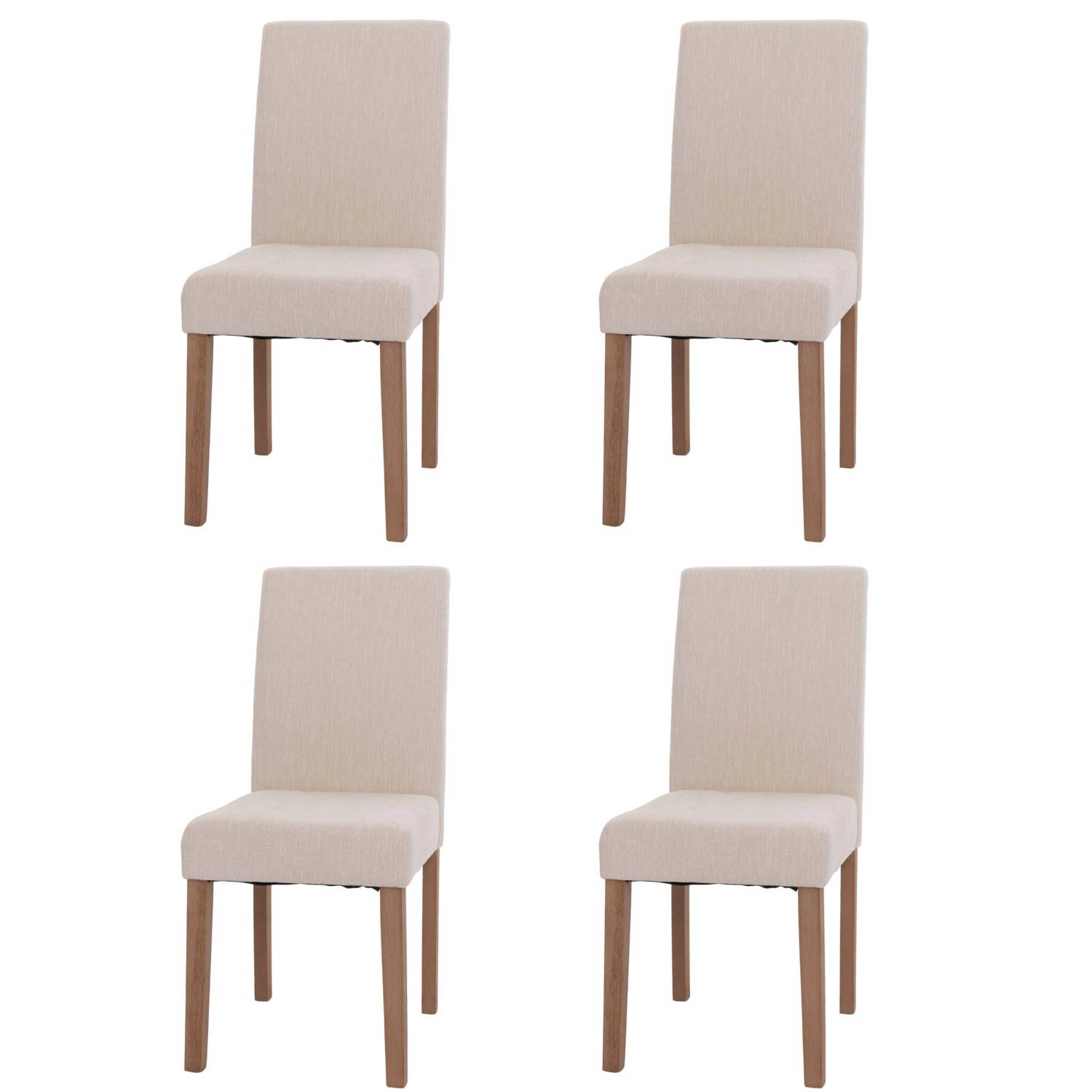 MCW Esszimmerstuhl Littau Chenille 4er-Set Creme Naturfarbene Beine günstig online kaufen