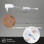 Brilo Wifi LED-Strip RGB 5m mit Fernbedienung, auf Rolle, Netzteil und Detailaufnahme der Rückseite.