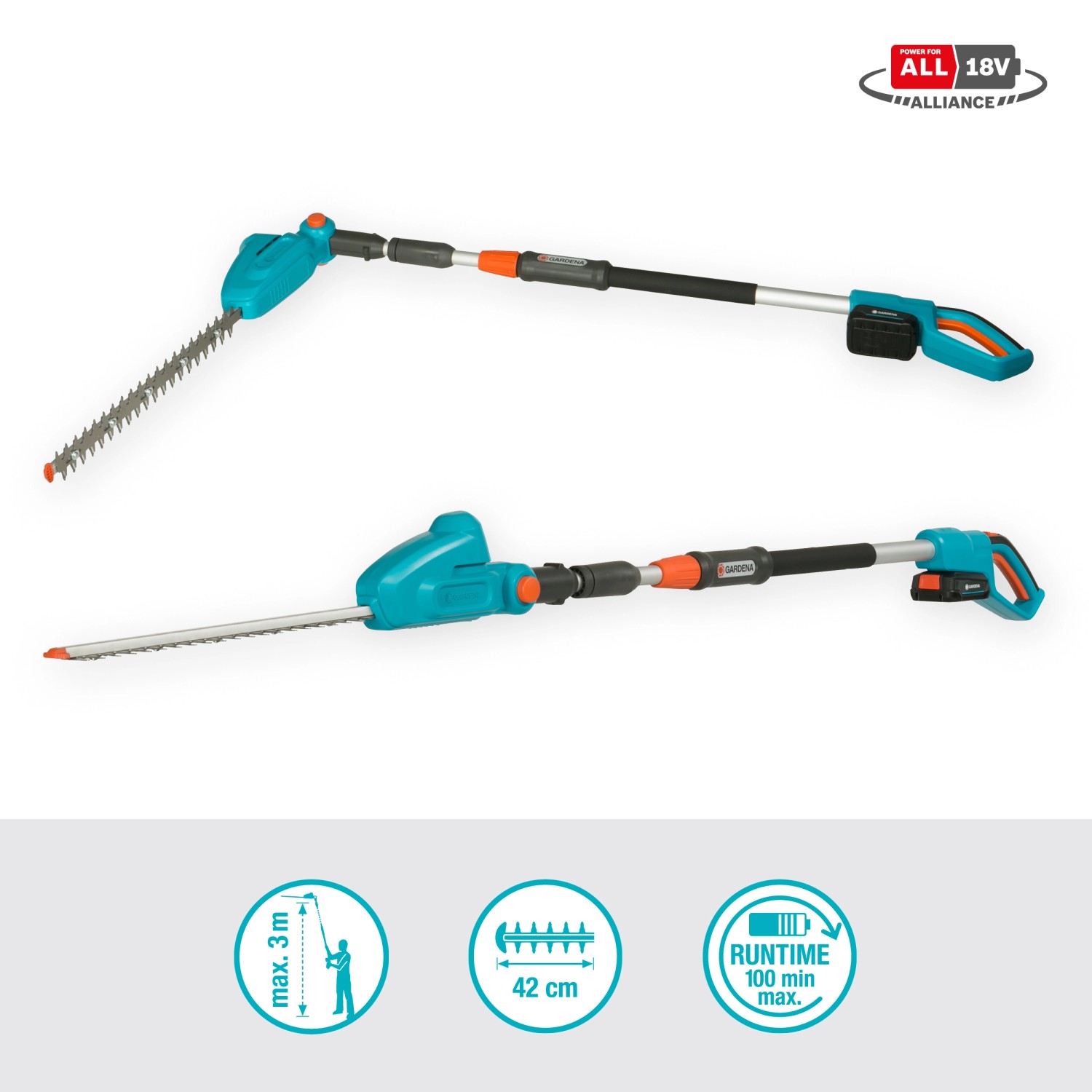 Gardena AkkuTeleskopHeckenschere THS 42/18 V P4A ReadyToUse Set