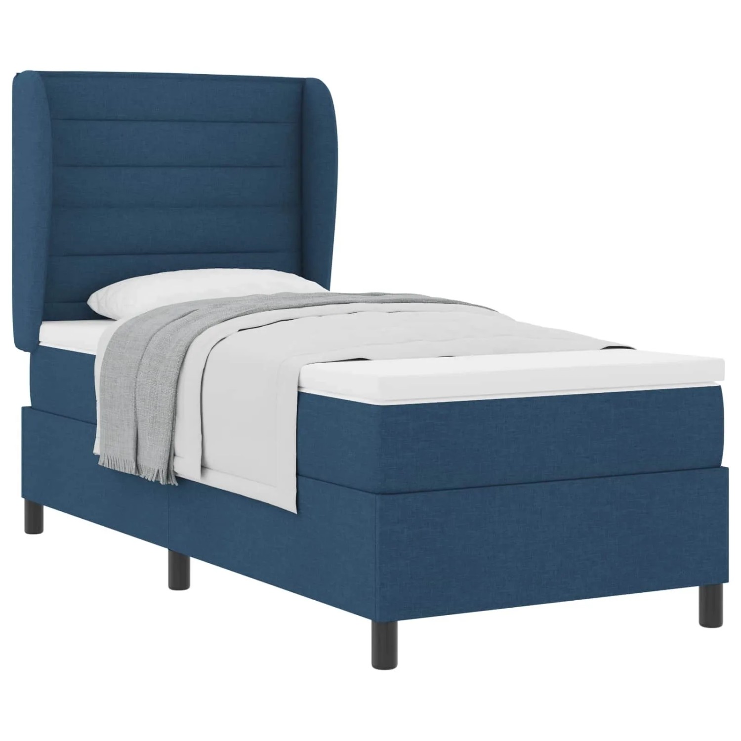 vidaXL Boxspringbett mit Matratze mit Kopfteil Blau 100 x 200 cm Stoff 3340493