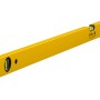 Gelbe Stabila Wasserwaage Type 70, 180 cm lang, mit Libellen zur horizontalen und vertikalen Ausrichtung.