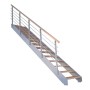 Treppe Kos mit 11 Buchenholzstufen, grauem Metallgeländer. Innentreppe mit natürlicher Optik.