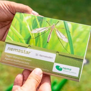 Packung e-nema Nematoden gegen Wiesenschnaken und Maulwurfsgrillen. Biologischer Pflanzenschutz.