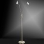 Moderne LED-Stehleuchte Max, 2-flammig, aus Stahl mit satiniertem Glas. Ideal als Leselampe.