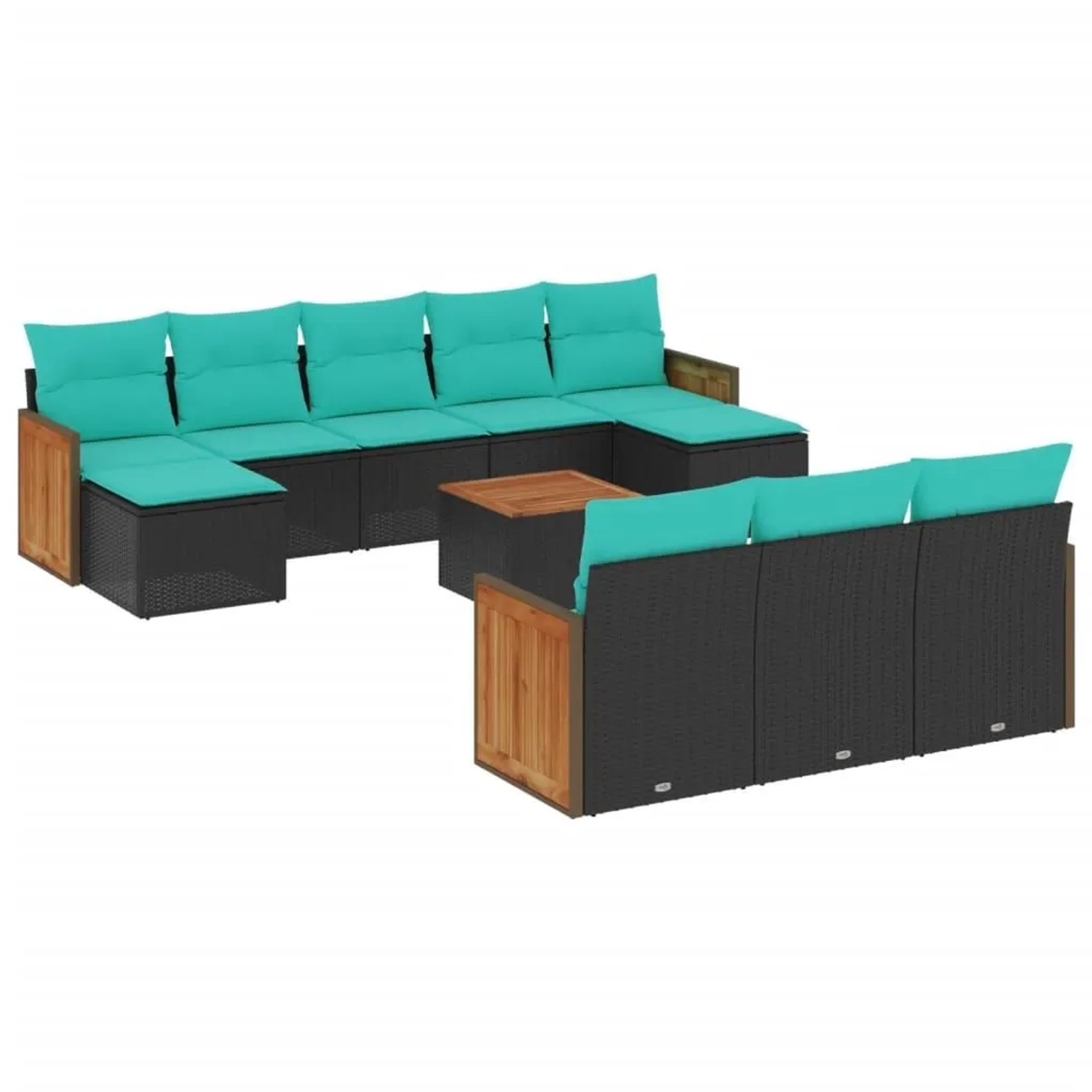 vidaXL 11-Tlg Gartensofa-Set mit Kissen Schwarz Polyrattan 3228101 günstig online kaufen
