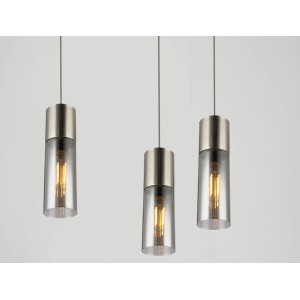 Globo Pendelleuchte Annika, Nickel matt, Rauchglas, 1-flammig, Ø 10,5 cm.