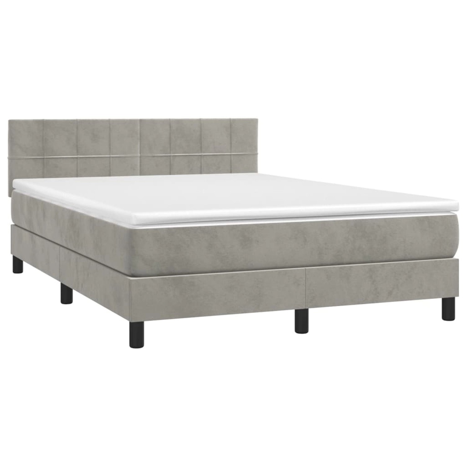 vidaXL Boxspringbett mit Matratze & LED Hellgrau 140x190 cm Samt 3134399 günstig online kaufen