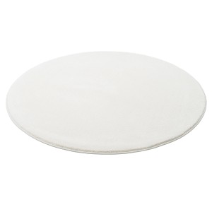 Runder, creme-weißer Hochflor Teppich (200x200cm) von Snapstyle. Luxuriöser Velours Teppich.