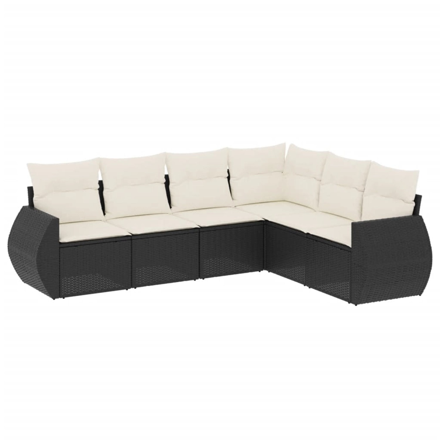 vidaXL 6-Tlg Garten-Sofagarnitur mit Kissen Schwarz Poly Rattan 3221405