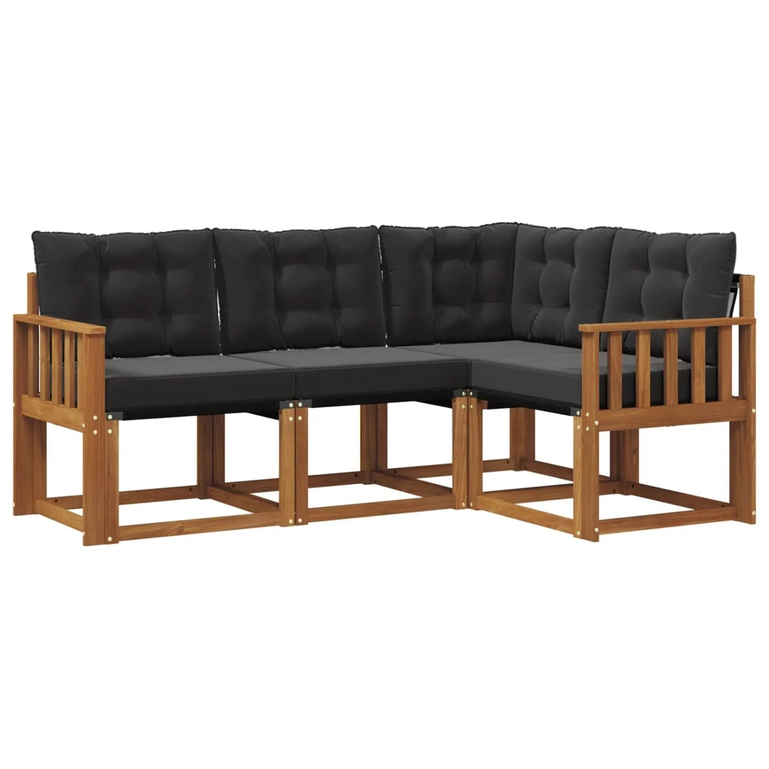 vidaXL Outdoor-Sofagarnitur mit Kissen 4-Tlg Natur und Schwarz 3368615