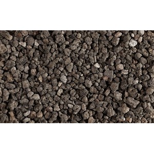 Nahaufnahme von Scherf Lavamulch, anthrazit-braun, 8-25 mm Körnung, ideal für Gartenwege.