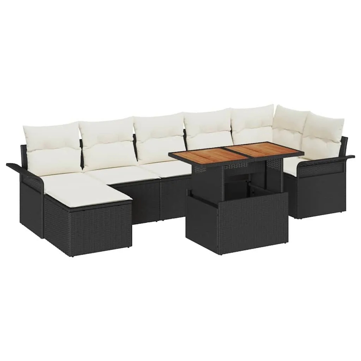vidaXL Gartensofa-Set mit Kissen 8 Stk Schwarz und Creme Poly-Rattan 334936 günstig online kaufen