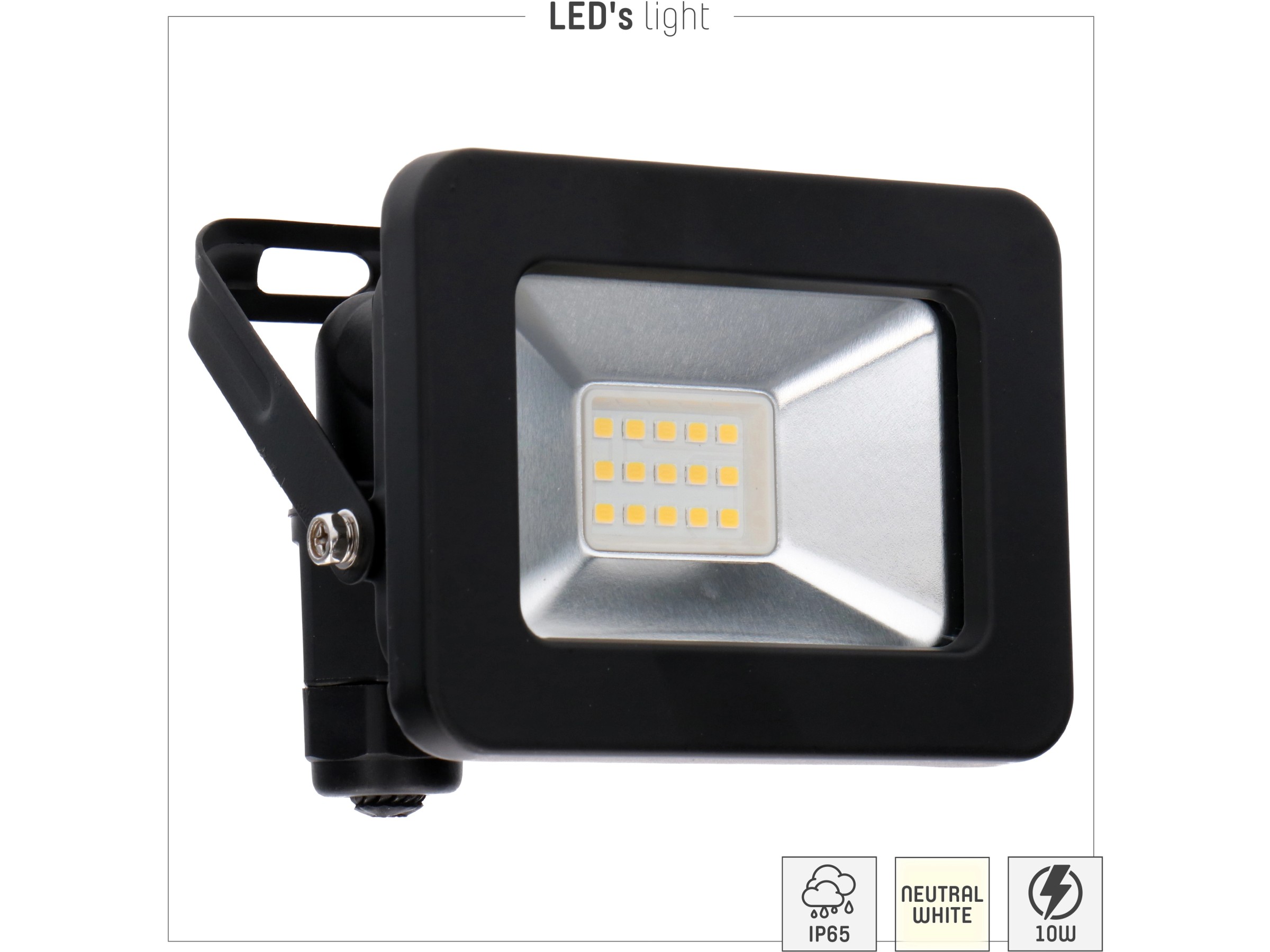 LED-Außenstrahler 10 W, IP65, Schwarz – Warmweißes Licht, Verstellbar