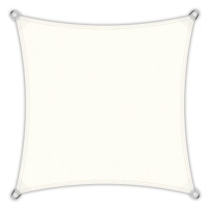 Quadratisches, cremeweißes Toldoro Sonnensegel 5x5m mit UV-Schutz und Edelstahlösen.