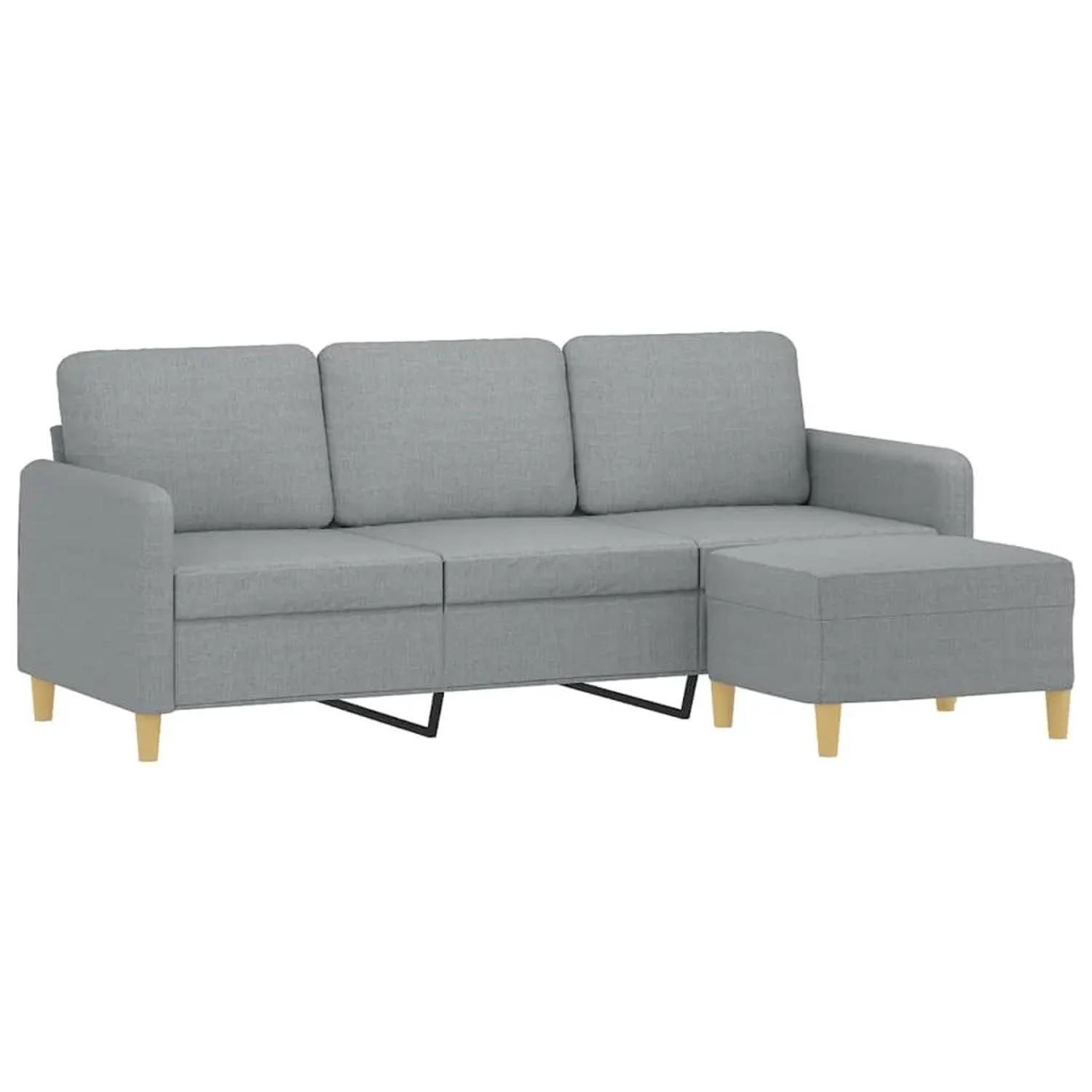 vidaXL 3-Sitzer-Sofa mit Hocker Hellgrau 180 cm Stoff 3201192 günstig online kaufen