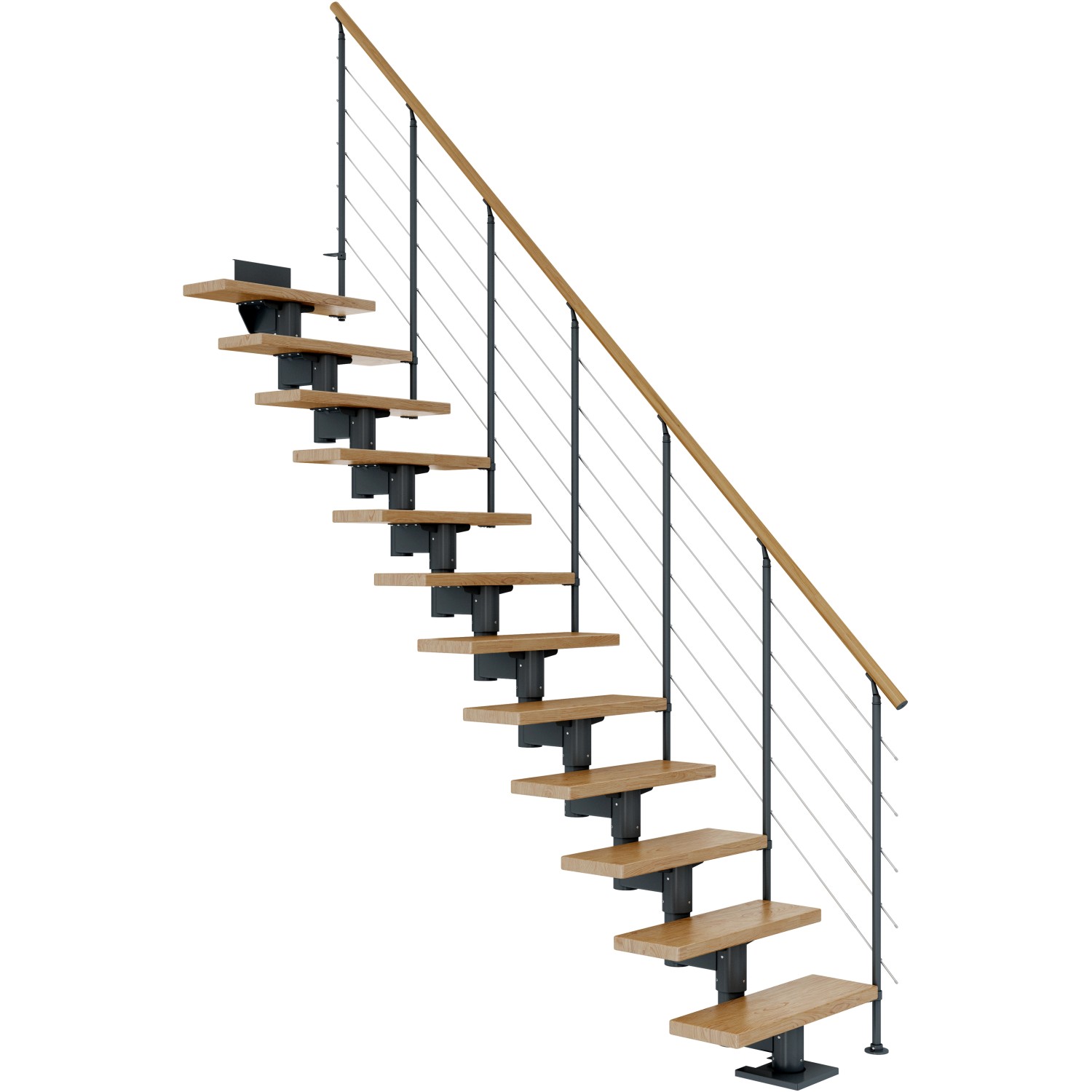Dolle Mittelholmtreppe Cork Eiche Anthrazit GH bis 292 cm Gerade 75 cm FSC®