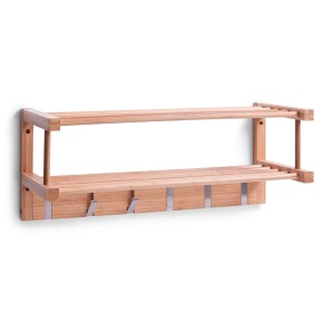Zeller Wandgarderobe aus Bambus mit 2 Ablagen und 6 Haken, 60x24x24 cm.