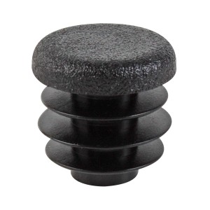 Schwarzer Verschlussstopfen Ø 15 mm für Rundrohre mit Lamellen.