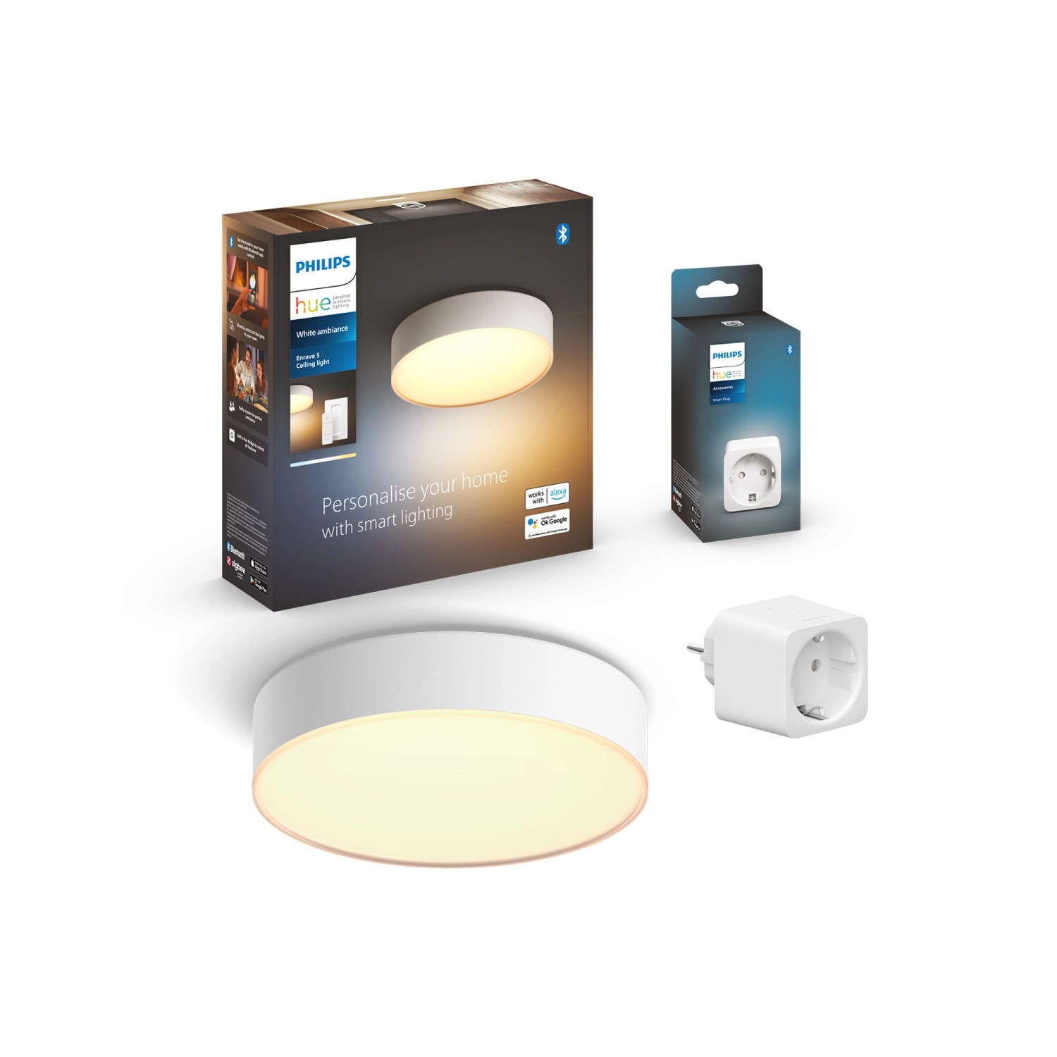 Philips Hue Bundle-Deckenleuchte Enrave S SmartPlug Ø 26,1 cm günstig online kaufen