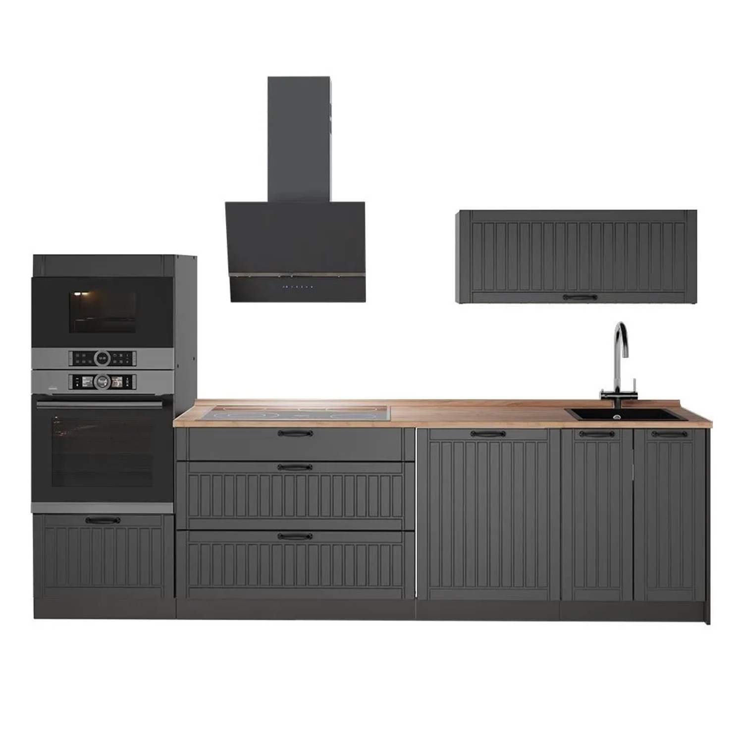 Vicco Küchenzeile Fame-Line Dunkelgrau/Anthrazit 280 x 154 AP Eiche Art Nr 64656