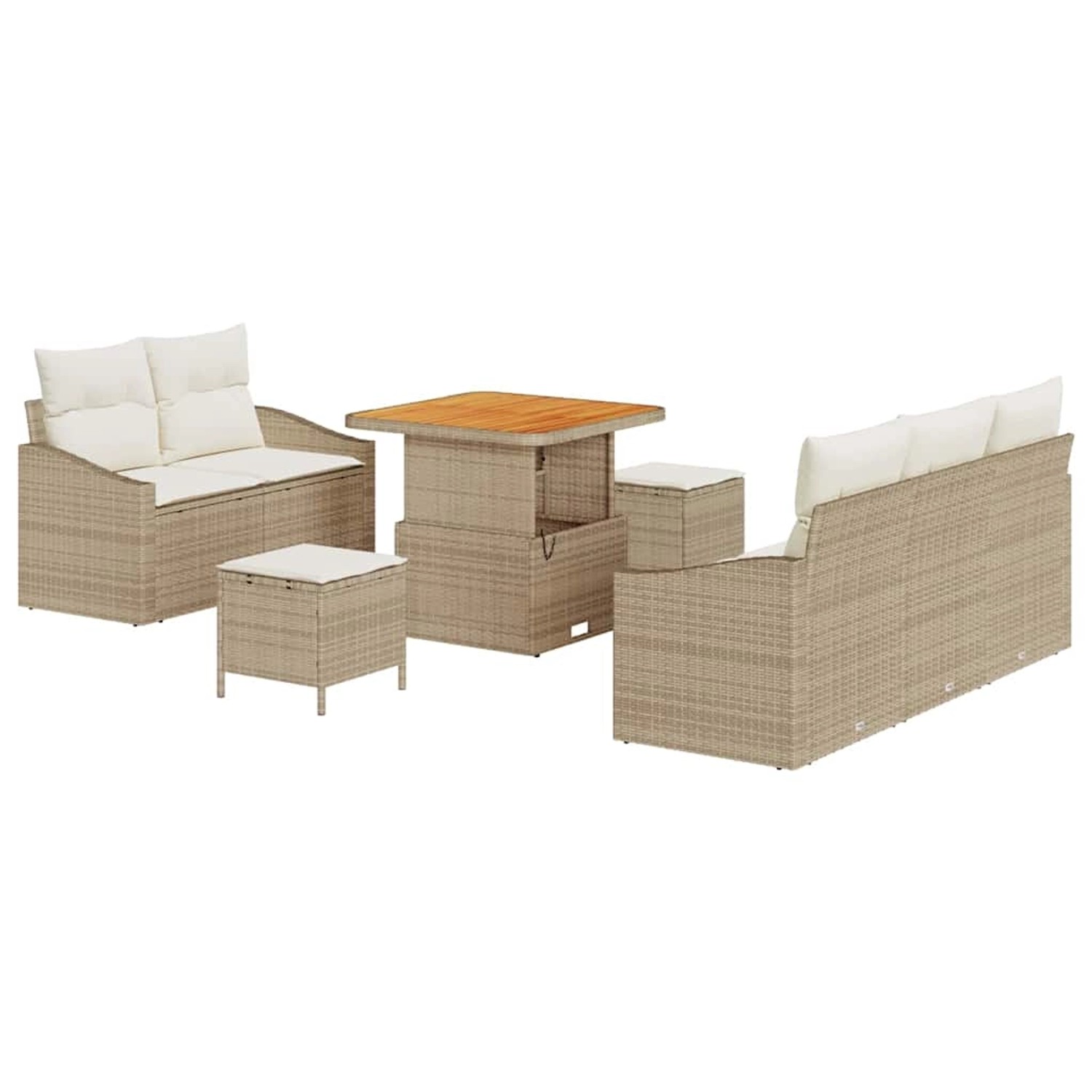 vidaXL Garten-Sofa-Set mit Kissen 8-Tlg Beige Poly Rattan 3362596 günstig online kaufen