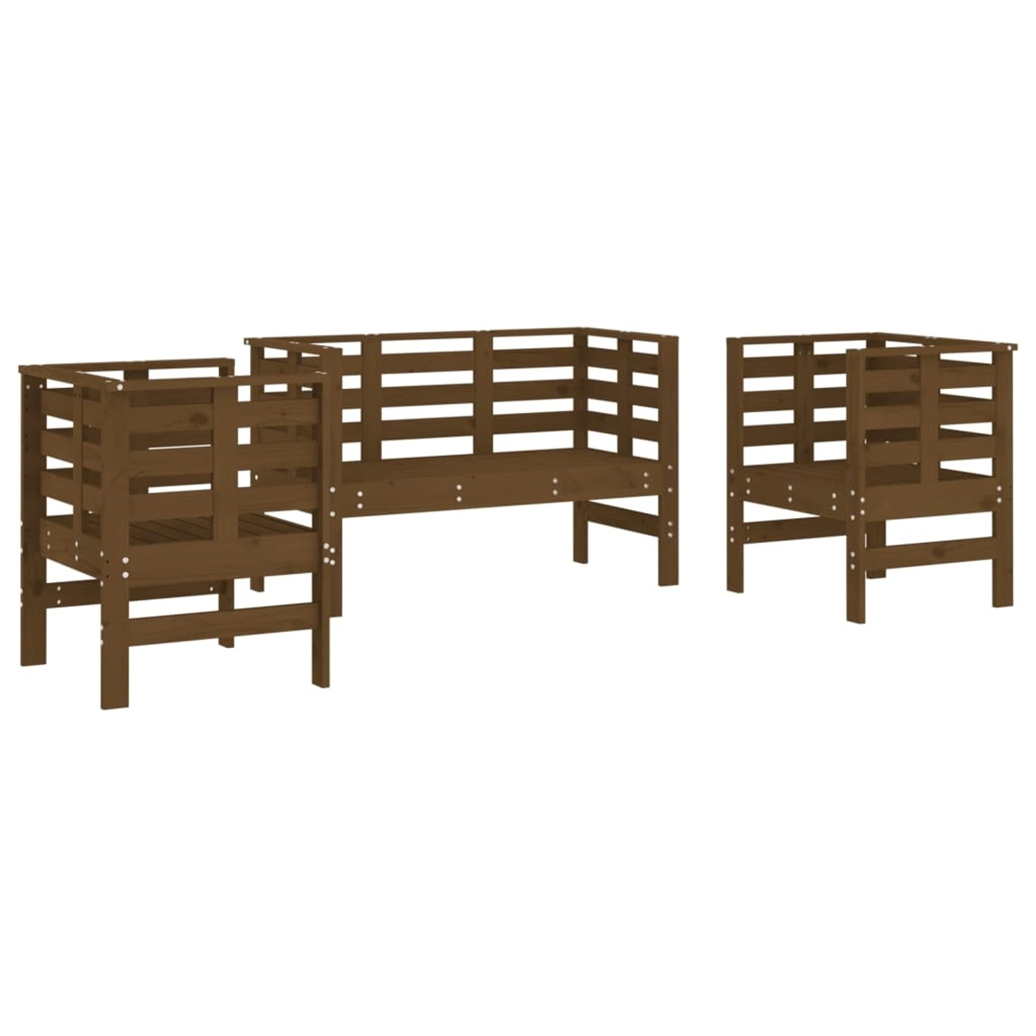 vidaXL 3-tlg Garten-Lounge-Set Honigbraun Massivholz Kiefer Modell 12 günstig online kaufen